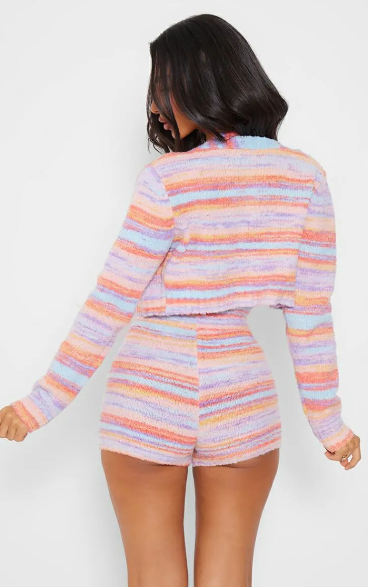Clearance PrettyLittleThing Petite Colored Fluffy Knit Crop Cardigan Multi