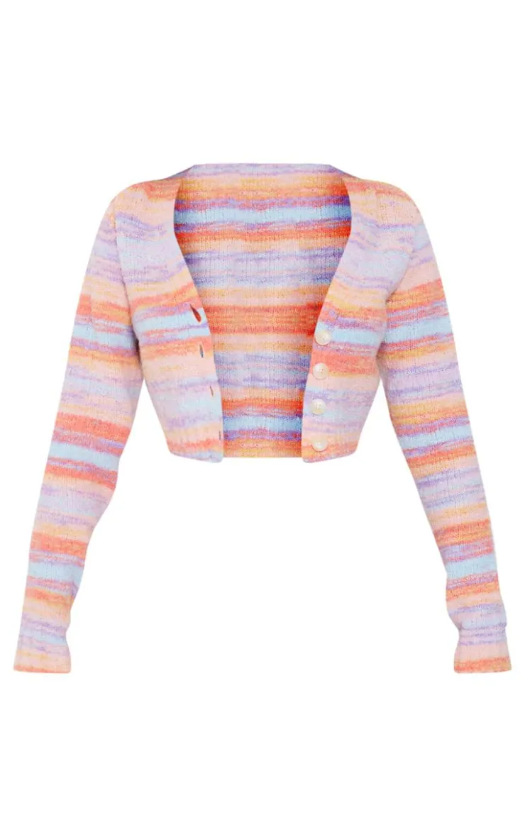 Clearance PrettyLittleThing Petite Colored Fluffy Knit Crop Cardigan Multi