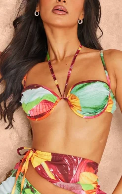 New PrettyLittleThing Petite Flower Printed Bralet Multi