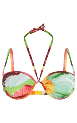 New PrettyLittleThing Petite Flower Printed Bralet Multi