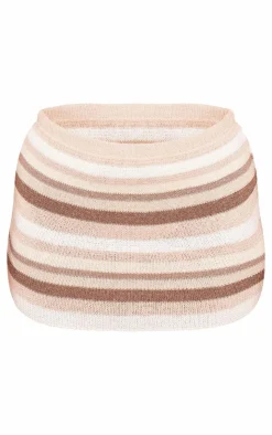 Hot PrettyLittleThing Petite Knit Stripe Low Waist Mini Skirt Multi