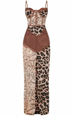 Petite Print Lace Detail Maxi Dress-PrettyLittleThing Clearance