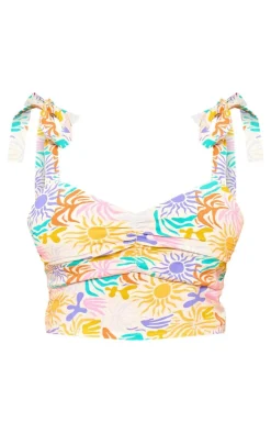 Discount PrettyLittleThing Petite Printed Bralet Multi