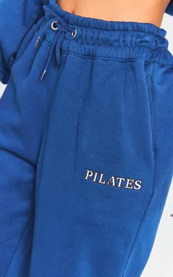 Hot PrettyLittleThing Petite Pilates Graphic Straight Leg Sweatpants Navy
