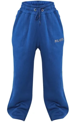 Hot PrettyLittleThing Petite Pilates Graphic Straight Leg Sweatpants Navy
