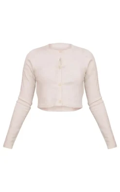 PrettyLittleThing Cardigans*Petite Basic Fine Knit Button Up Cropped Cardigan