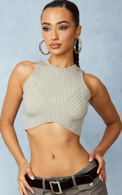 PrettyLittleThing Knitted Tops*Petite Knitted Crop Top