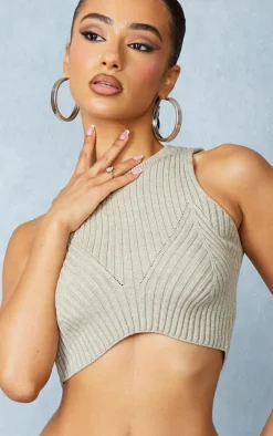 PrettyLittleThing Knitted Tops*Petite Knitted Crop Top