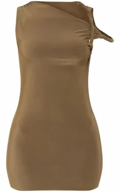 Petite Slinky Twist Shoulder Bodycon Dress-PrettyLittleThing Discount