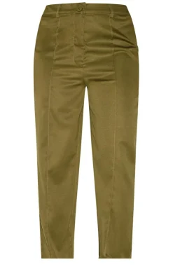 Sale PrettyLittleThing Petite Tailored Straight Leg Pants Olive
