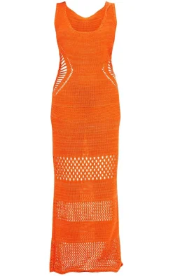 Petite Crochet Plunged Maxi Dress-PrettyLittleThing Sale