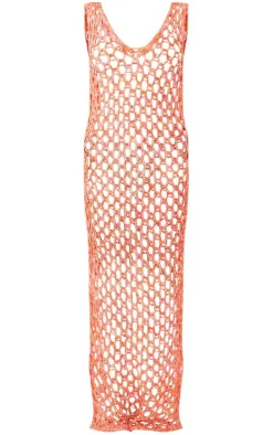 Petite Fishnet Knitted Maxi Dress-PrettyLittleThing Clearance