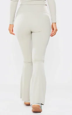 Discount PrettyLittleThing Petite Snatched Sculpt Seam Detail Flared Pants Pale Khaki