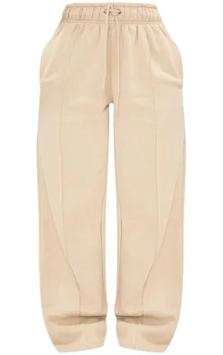 Outlet PrettyLittleThing Petite Seam Detail Straight Leg Sweatpants Pebble