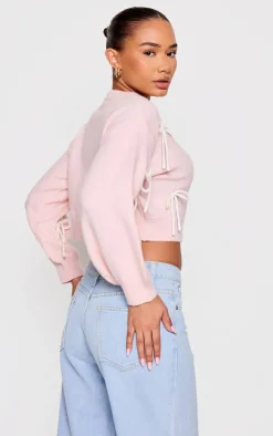 PrettyLittleThing Sweaters*Petite Pink Bow Detail Christmas Sweater