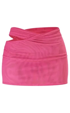 Online PrettyLittleThing Petite Cut Out Low Waist Mini Skirt Pink