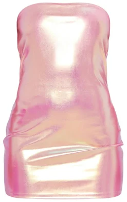 Petite Metallic Bandeau Mini Dress-PrettyLittleThing New