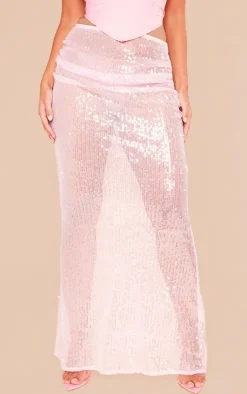 Petite Sequin Maxi Skirt-PrettyLittleThing New
