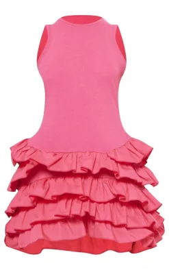 Petite Sleeveless Frill Detail Shift Micro Mini Dress-PrettyLittleThing Sale