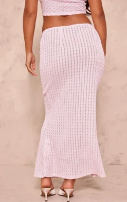 Discount PrettyLittleThing Petite Textured Jersey Midaxi Skirt Pink