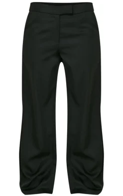Petite Premium Black Woven Low Rise Wide Leg Pants