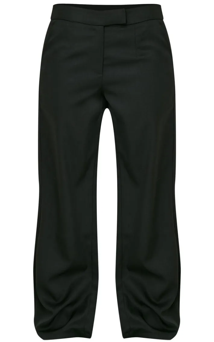 Petite Premium Black Woven Low Rise Wide Leg Pants