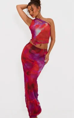 Discount PrettyLittleThing Petite Crushed Mesh Maxi Skirt Purple