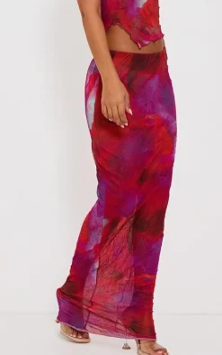 Discount PrettyLittleThing Petite Crushed Mesh Maxi Skirt Purple