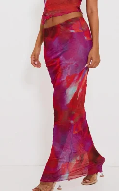 Discount PrettyLittleThing Petite Crushed Mesh Maxi Skirt Purple