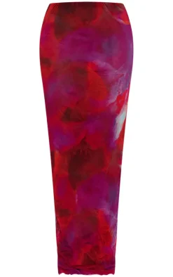 Discount PrettyLittleThing Petite Crushed Mesh Maxi Skirt Purple