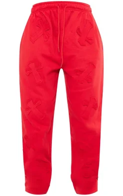PrettyLittleThing Graphic Sweatsuits*Petite Cross Applique Embroide Sweatpants