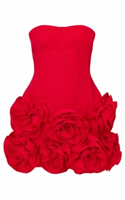 Petite 3d Flower Mini Dress-PrettyLittleThing New