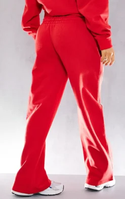 Online PrettyLittleThing Petite Graphic Straight Leg Sweatpants Red