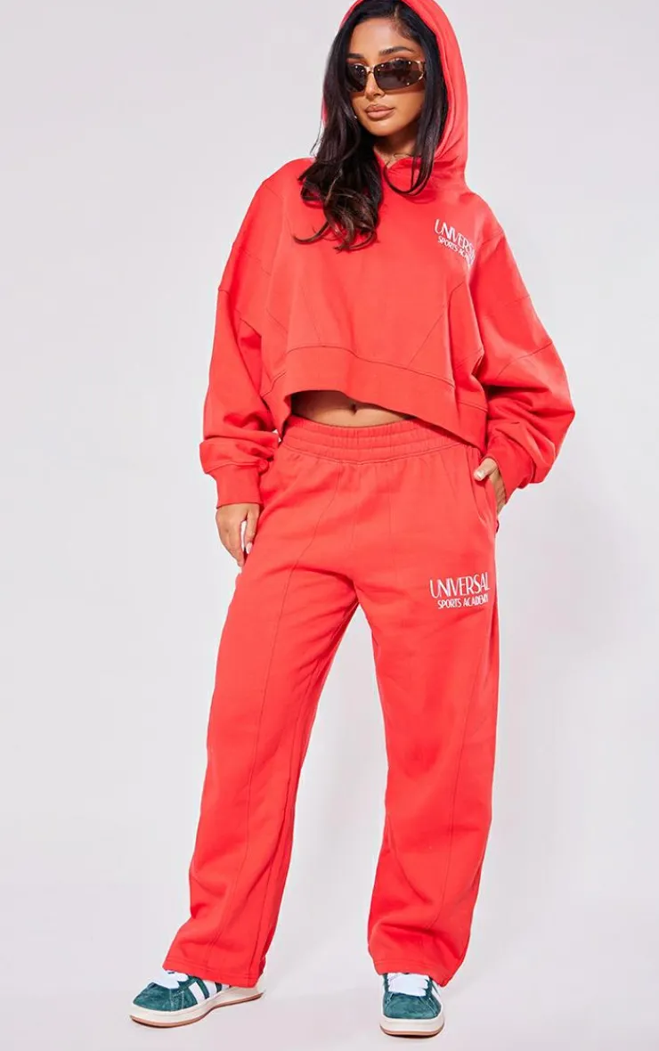Best PrettyLittleThing Petite Premium Tonal Print Panelled Boxy Hoodie Red