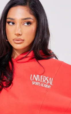 Best PrettyLittleThing Petite Premium Tonal Print Panelled Boxy Hoodie Red