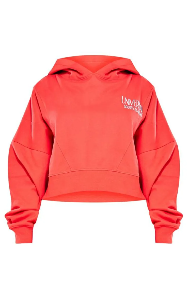 Best PrettyLittleThing Petite Premium Tonal Print Panelled Boxy Hoodie Red