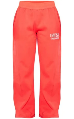 Online PrettyLittleThing Petite Premium Tonal Print Panelled Straight Leg Sweatpants Red