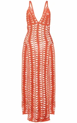 Petite Open Knit Side Split Detail Maxi Dress-PrettyLittleThing Discount