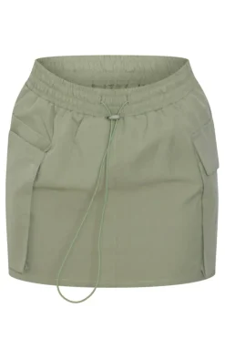 Sale PrettyLittleThing Petite Cargo Mini Skirt Sage Green