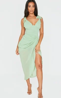 Petite Underwire Detail Draped Midi Dress-PrettyLittleThing New
