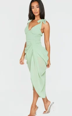 Petite Underwire Detail Draped Midi Dress-PrettyLittleThing New