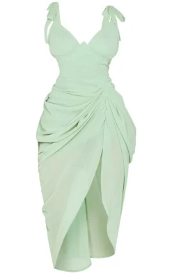 Petite Underwire Detail Draped Midi Dress-PrettyLittleThing New