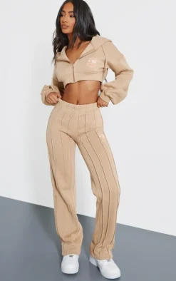 PrettyLittleThing Petite Graphic Detail Oversized Sweatpants Sand