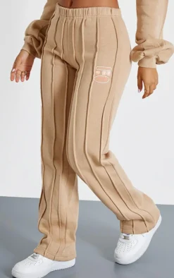 PrettyLittleThing Petite Graphic Detail Oversized Sweatpants Sand