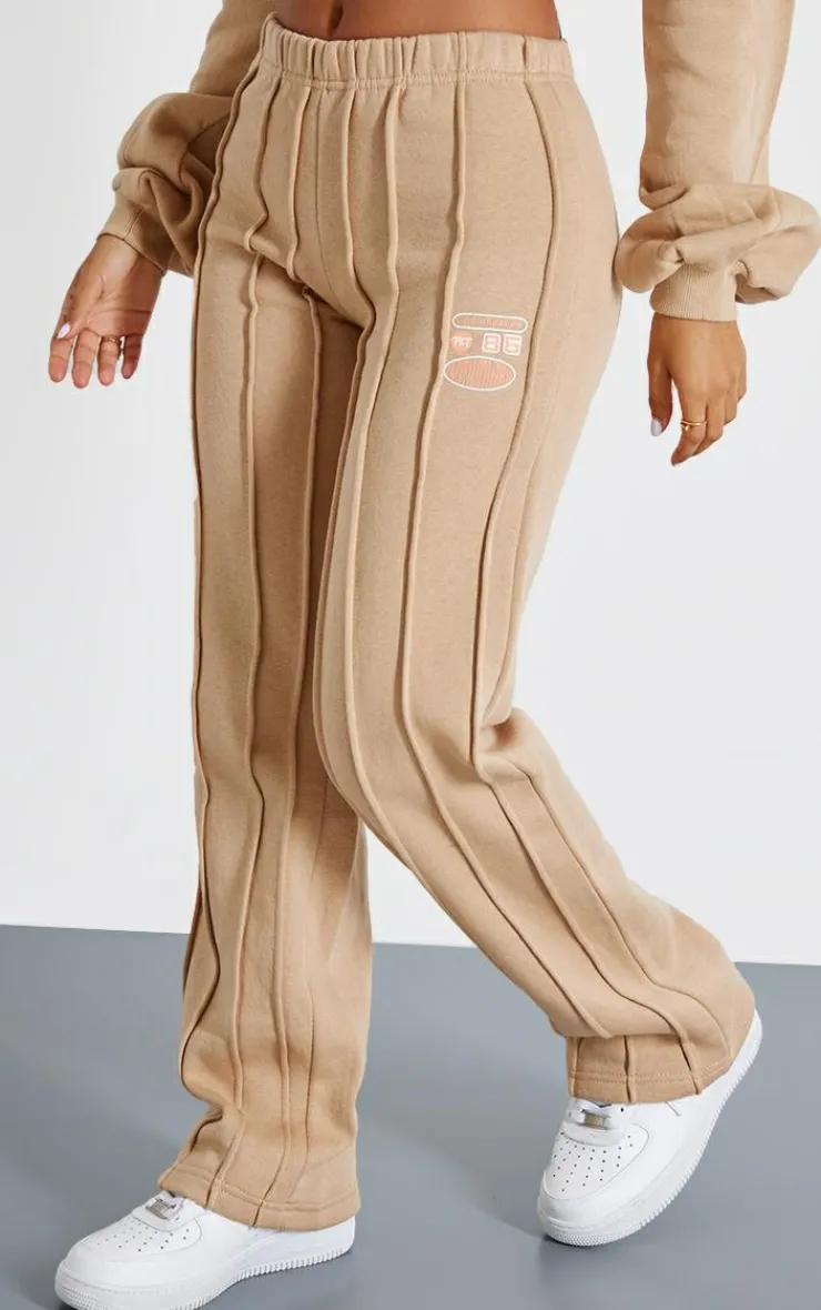 PrettyLittleThing Petite Graphic Detail Oversized Sweatpants Sand