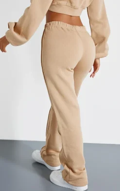 PrettyLittleThing Petite Graphic Detail Oversized Sweatpants Sand