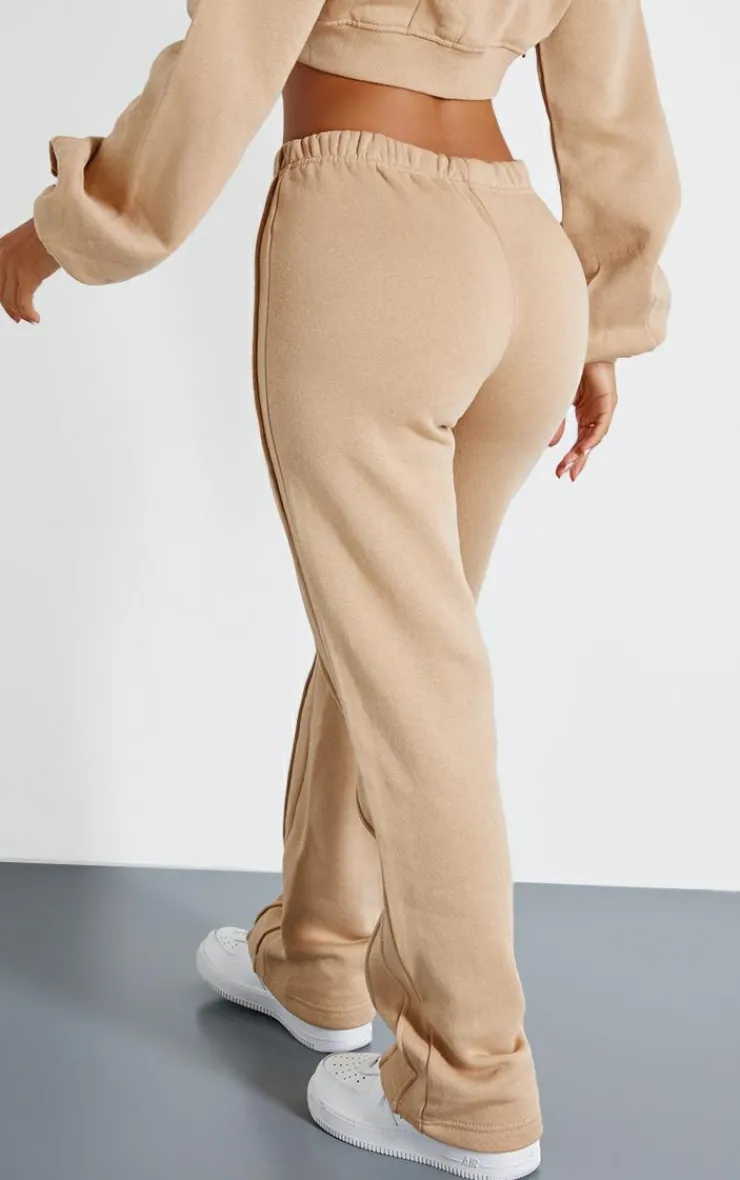 PrettyLittleThing Petite Graphic Detail Oversized Sweatpants Sand