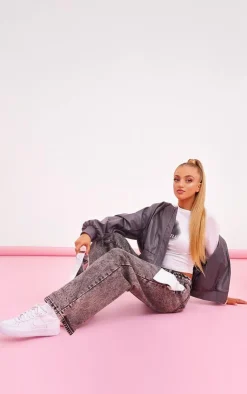 PrettyLittleThing Bomber Jackets*Petite Metallic Oversized Bomber Jacket