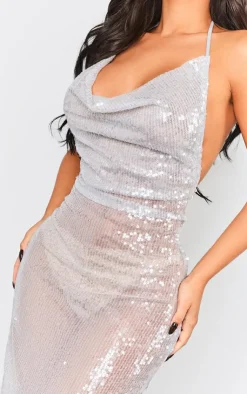 Petite Sequin Backless Maxi Dress-PrettyLittleThing Outlet