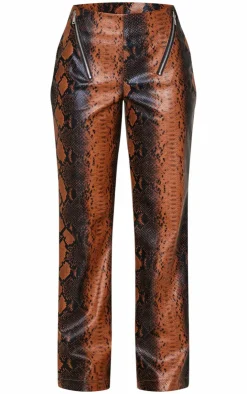 Petite Faux Leather Zip Detail Low Rise Wide Leg Pants-PrettyLittleThing Sale